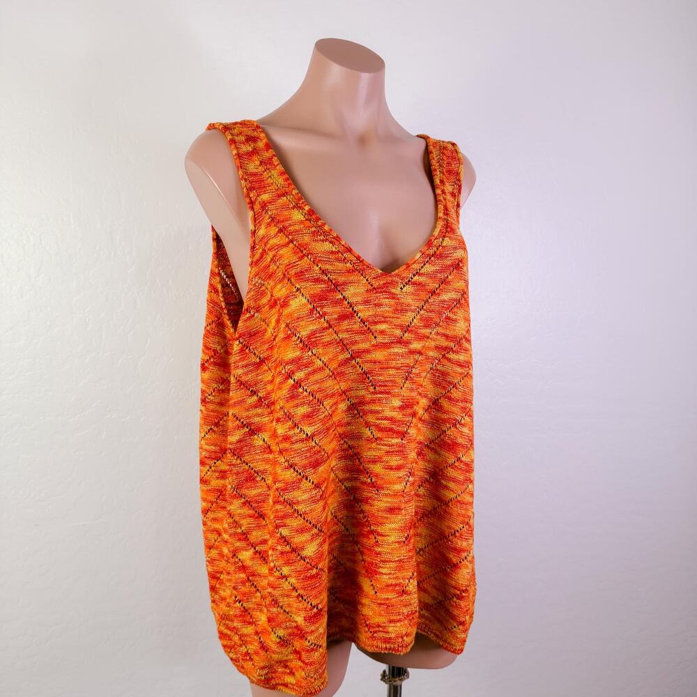 Dex V-Neck Crochet Sleeveless Knit Tank Top Orange Summer Boho Knit Size 3X NWT